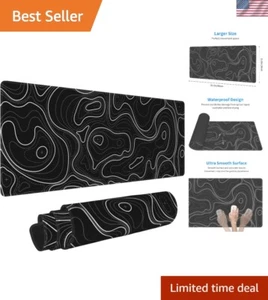 Large Gaming Mouse Pad Black Topographic Contour Mouse Pad Extended XL Long M... - Picture 1 of 9
