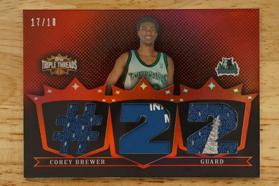 Corey Brewer 17/18 Basketball Card 2007-08 Topps Triple Threads Relic TTR-89 - Image 1 of 2