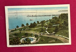 Postcard-Lakeside Park And Seneca Lake, Geneva NY Posted 1935 - Picture 1 of 2