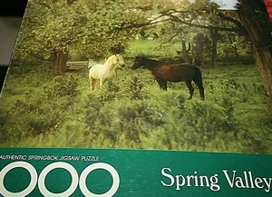 Springbok Puzzle Horses White & Brown in Meadow Farm 1000 pcs -U -9 - Picture 1 of 4