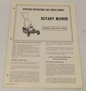 Rotary Mower Model BG721SP-0416 Operating Instructions Service Manual Part 20182 - Picture 1 of 1