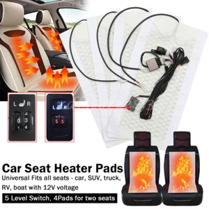 5 Level Car Carbon Fiber Heated Cushion Seat Heater Pad Hi-Off-Lo Switch Kit 12V - Picture 1 of 9