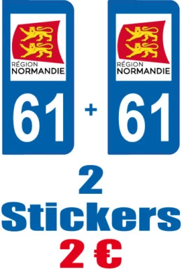 SAFIRMES 2-STICKERS-PLAQUE-AUTO-IMMATRICULATION-DEPARTEMENT-LOGO 61