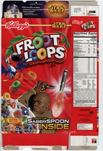Froot Loops Star Wars ROTS Mace Windu Saberspoon Empty Cereal Box - Picture 1 of 2