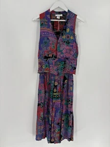 Restless Vintage Vest Pants Set Womens Petite Small Purple Colorful Aztec - Picture 1 of 17