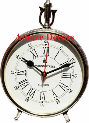 Reloj de escritorio de mesa cromado/plateado London Bond Street estilo náutico de 10" decoración del hogar Foto 1 de 4