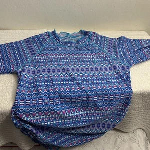 Coolibar UPF 50 Girls Blue Multicolor Top Swim Long Sleeve Ruched Sides Sz S - Picture 1 of 7