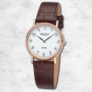 Regent reloj de cuero para mujer reloj de pulsera cuarzo marrón correa de cuero URF1431 - Imagen 1 de 5