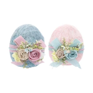 Huevo de Pascua con Flores Decorativas Primavera Figura Estatuillas Surtido de 2 - Imagen 1 de 1