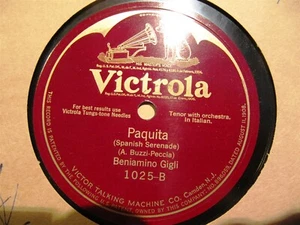 1923 Beniamino GIGLI Saint Saens DER SCHWAN Paquita Spanische Serenade Victor 1025 - Bild 1 von 2
