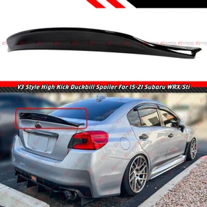 FOR 2015-2021 SUBARU WRX STI V3 GLOSS BLACK DUCKBILL HIGHKICK REAR TRUNK SPOILER - Picture 1 of 6