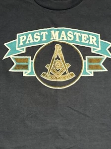 Vintage Freemason Past Master T-Shirt Rare Freemasonry Compass Size Large Blue - Bild 1 von 6