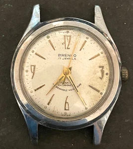Vintage Brenko Herrenuhr läuft Silber Gehäuse Incabloc 17j Swiss - Bild 1 von 4