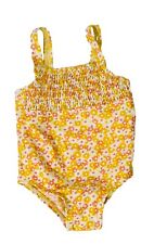 Carter's Girls 18 Month 1 Piece Swimsuit White, Yellow/Pink Floral with Snaps