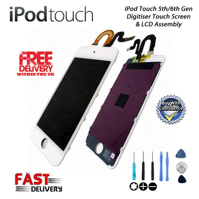 iPod Touch 5a 6a 7a Generazione Retina LCD Digitalizzatore Touch Screen Riparazione - BIANCO NUOVO - Immagine 1 di 4