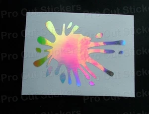Large Paint Splat Silver Hologram Neo Mirror Chrome Car Wall Sticker Decal ref:2 - Picture 1 of 3