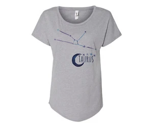 Taurus T-Shirt Gray Ladies Cotton Blend Zodiac Constellation Small To 3X Sizes - Picture 1 of 1
