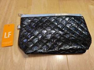 LOVE OF FASHION WALLET WRISTLET BLACK SHINY NEW 9X6 - Picture 1 of 6