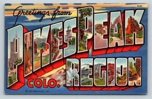Grande lettera lino (LLL) cartolina Pikes Peak Region Colo. (CO) Curt Stagno - Foto 1 di 2