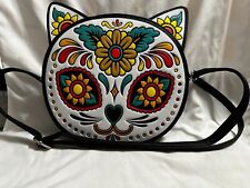 Sugar Skull Cat Crossbody Purse by Mad Engine New Day Of The Dead  FREE SHIPPING