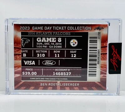 Ben Roethlisberger 2023 NFL Leaf Game Day Ticket Collection Card PIT Vs ATL - Image 1 of 2