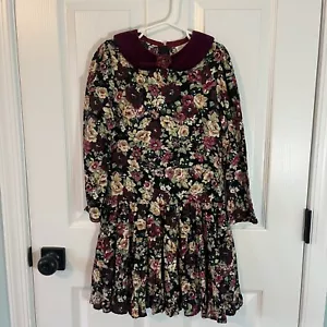 Vintage Rare Editions Dress Girls Size 7 Floral Velvet 90s Made In USA - Picture 1 of 8