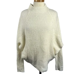 KAARI Blue Women’s Ivory Long Sleeve Mock Neck Cable-Knit Soft Sweater Medium - Picture 1 of 24