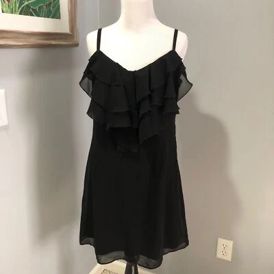 Nuevo con etiquetas Vestido de Cóctel Tinley Road Anthropologie Negro Escote con Volantes Talla Grande Foto 1 de 4