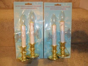 New 4 Battery Candles  Candle LED with window Suction cups Brass Base - Picture 1 of 1