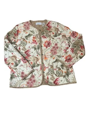 Chaqueta Para Mujer Alfred Dunner Talla 12 Beige Floral Acolchada Chaqueta Manga Larga Top Foto 1 de 3