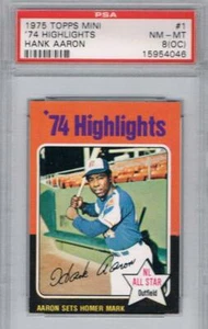 1975 Topps Mini #1 Hank Aaron PSA 8 Nm-Mt - Bild 1 von 2