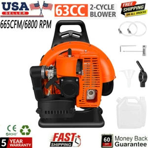Mochila comercial soplador de hojas de gas 2025 nueva mejorada 63CC 2 tiempos 665CFM 3HP - Imagen 1 de 13