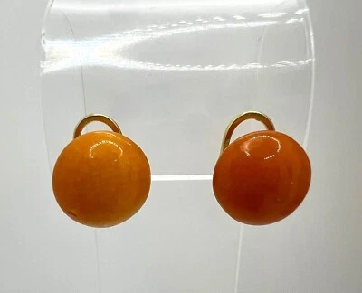 Vintage Bernstein Ohrclips Karamellfarben Ohrstecker Bakelit clip on earrings - Bild 1 von 4