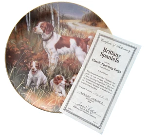 Hamilton Collection Plate BRITTANY SPANIELS Classic Sporting Dogs + Certificate - Picture 1 of 4