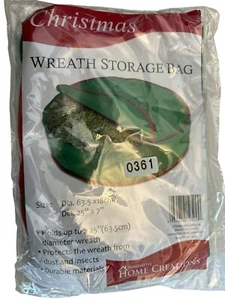 NEW Holiday Wreath Storage Bag Size 25” X 7” Durable Green Material, Zip Closure - Picture 1 of 3