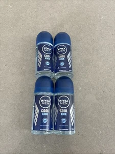 4 Pk Nivea Cool Kick Roll On For Men, 50ml Ea Glass Bottle | New W/ Fast Ship! - Picture 1 of 5