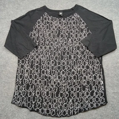 Famous Stars Straps Shirt Mens 2XL Black Raglan 3/4 Sleeve All Over Print AOP - image 1 of 4