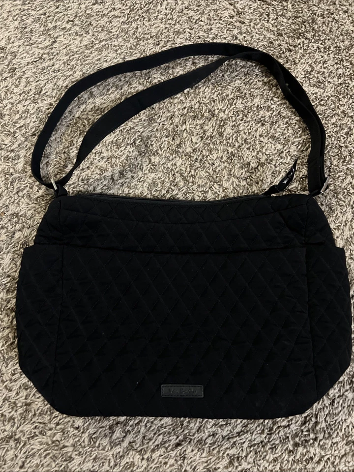 Vera Bradley Black Quilted Crossbody Bag - Red Inside - 12in x 10 - Image 1 of 4