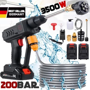 3500W Akku Hochdruckreiniger Auto Mobiler Druckreiniger Spritzpistole +2 Akkus - Bild 1 von 16