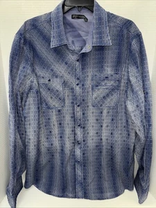 Smash Shirt Men’s Size XL Blue Pattern Long Sleeve Snap Button Up - Picture 1 of 4
