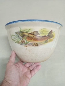 Monroe Salt Works große Rührschüssel Forellen Design Vintage Keramik aus Maine - Bild 1 von 15