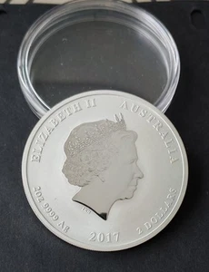 AUSTRALIA 2017 YEAR OF THE ROOSTER 2 OZ .999 FINE SILVER COIN - Picture 1 of 2