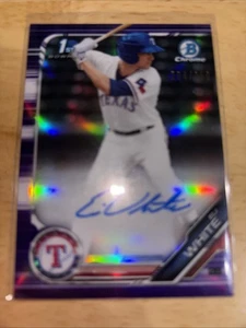 Bowman Cromo 2019 1° Viola Rifrattore Auto Eli Bianco 204/250 Texas Rangers - Foto 1 di 2