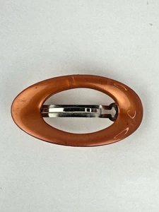 Vintage French Hair Clip Barrette Orange Oval Shape Plastic Acrylic Made France - Picture 1 of 8