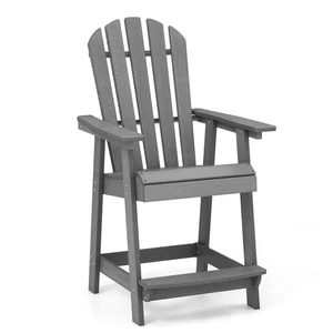 Taburete de bar alto HDPE silla de patio con reposabrazos reposapiés hogar interior exterior gris - Imagen 1 de 8