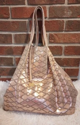 Bolso de Hombro Grande Nardelli Metálico Oro Rosa Cuero Italiano Foto 1 de 4