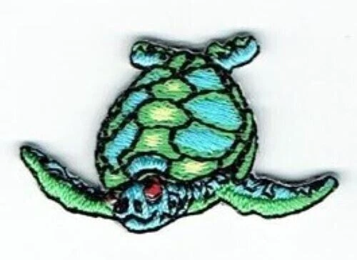 Iron on patch applique Small Sea Turtle Measures 1-1/4" x 1-1/8" - Image 1 of 1