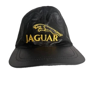 Gorra de béisbol Jaguar negra sombrero cuero ajustable bordado logotipo amarillo, limpia - Imagen 1 de 12