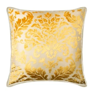 Decorative Sofa Cushion Case Yellow 16"x16" Velvet - Mimosa Yellow Damask - Picture 1 of 3