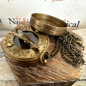 Antike Oberfläche Messing Tasche Sonnenuhr Kompass mit Schraubdeckel - nautischer Stil - Bild 1 von 11